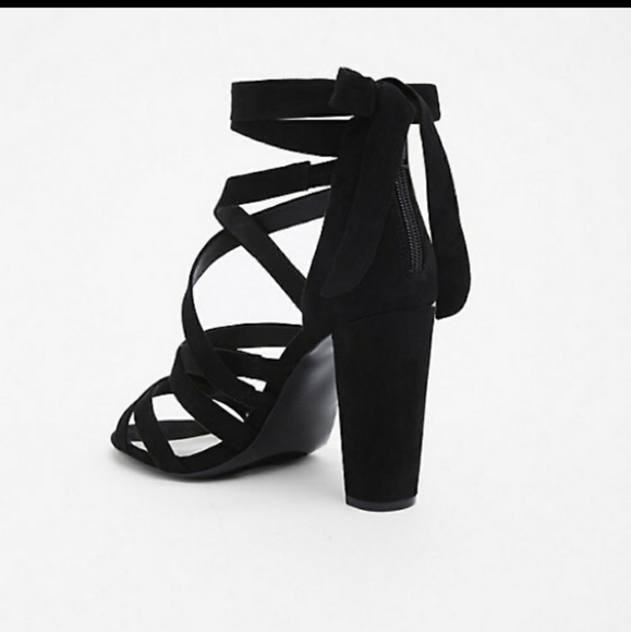 Black Strappy Lace-Up Heel Sandal (WW) - Picture 2 of 4